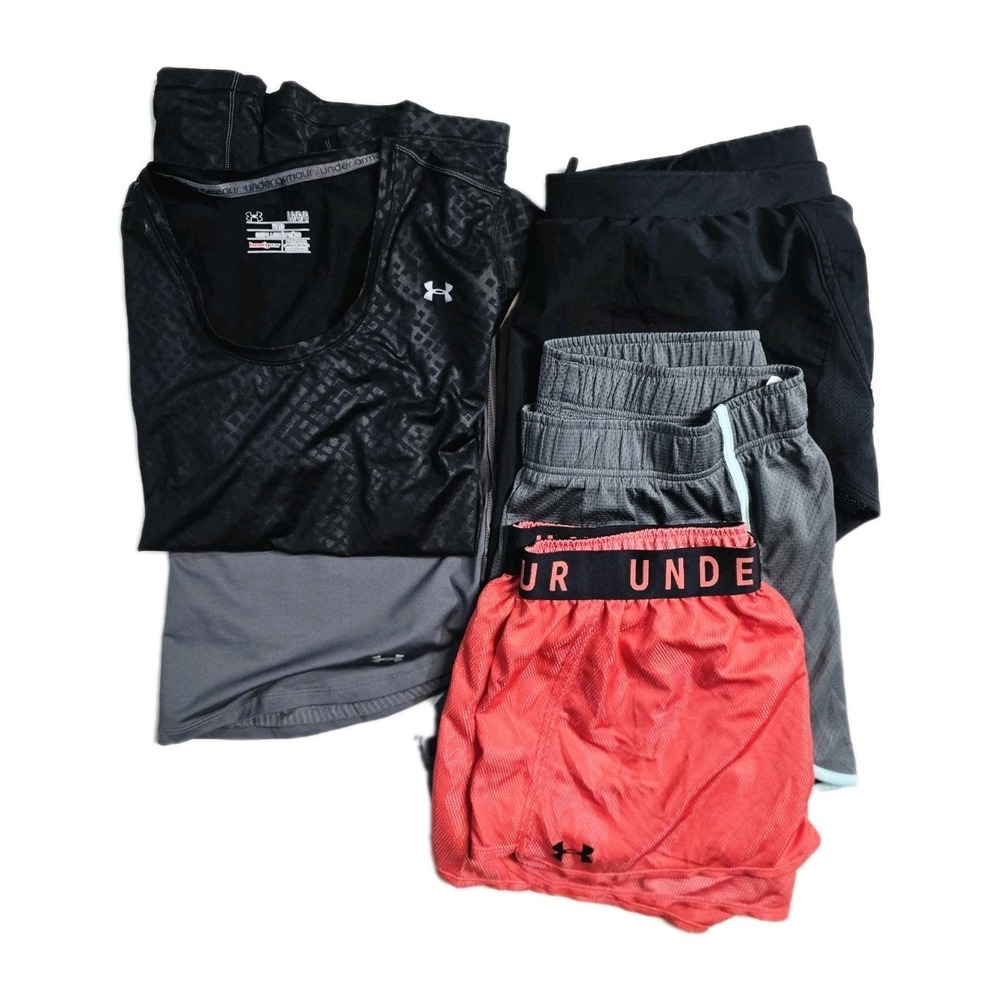 Under Armour Women's Fitted T-shirt  Black  Large  Heatgear Lot Of 5